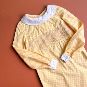 Adorable Vintage 1960s Yellow Gingham Babydoll Dress (XS)
