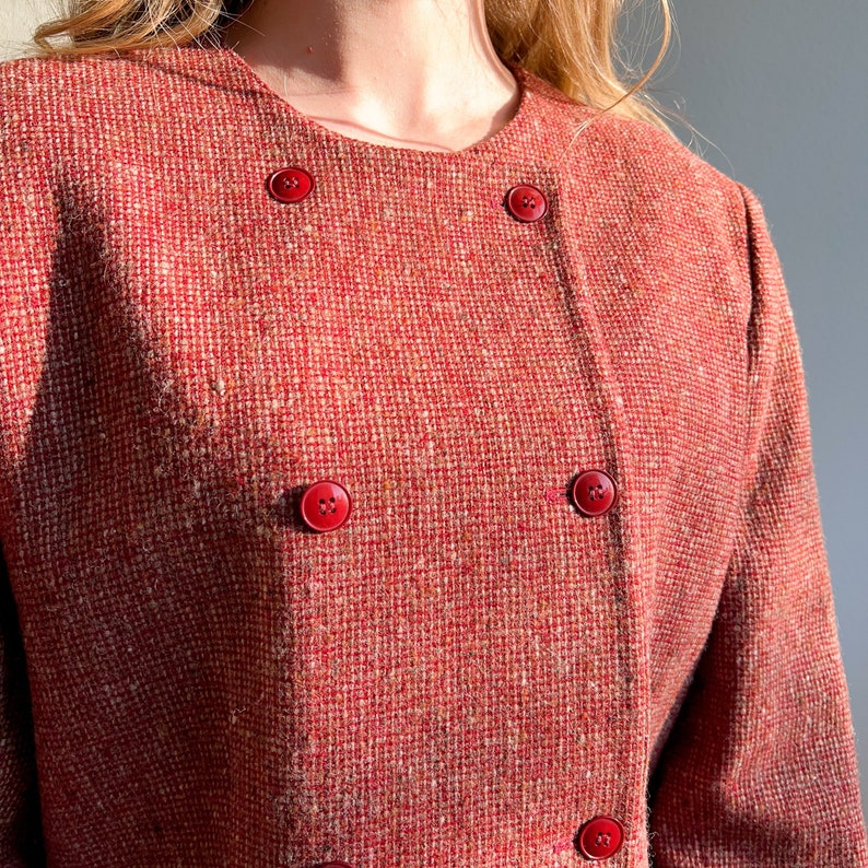 Vintage 1980s Red Double Breasted Wool Blazer M/L image 2