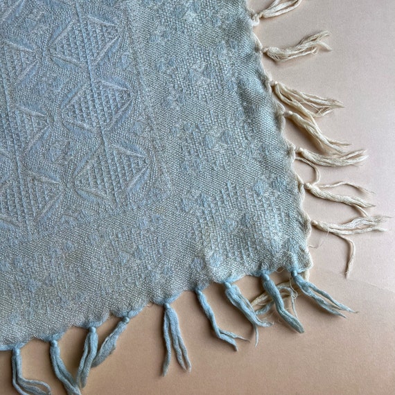 Vintage 1970s Mint and Cream Hand Knit Scarf - image 4