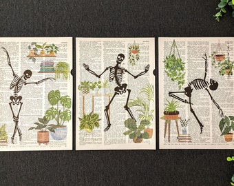 Dancing Skeleton Dictionary Print (Set of 3)