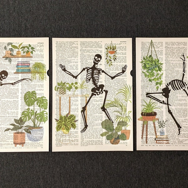 Dancing Skeleton Dictionary Print (Set of 3)