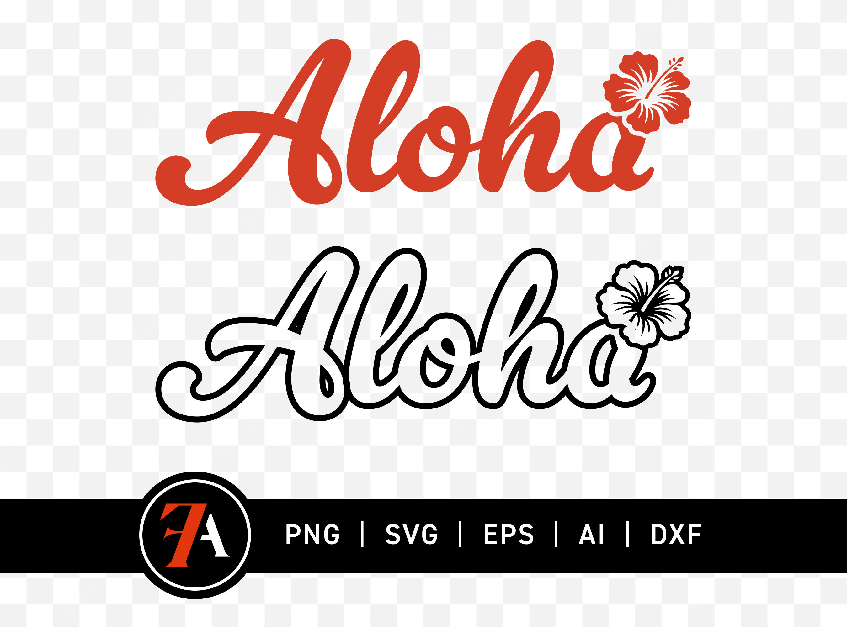 Aloha Hibiscus Flower Lettering Hawaii Exotic SVG Tropical Graphic
