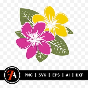 Plumeria Hawaii Flower Leaf Clipart Tropical Floral Exotic Island Vibes Design Vector Graphic Instant Download Png Svg Eps Ai Dxf