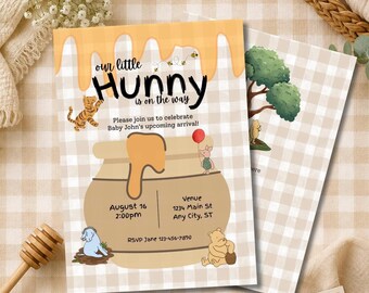 Winnie the Pooh Baby Shower Invitation | Editable Canva Template