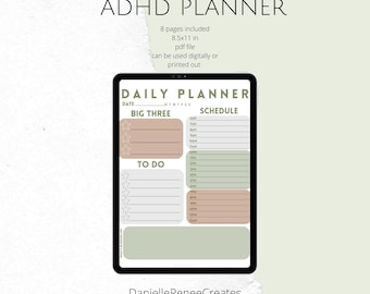 ADHD Digital Printable Simple Planner for IPad, ADHD Planner for adults printable, Simple ADHD Planner for adults digital Goodnote