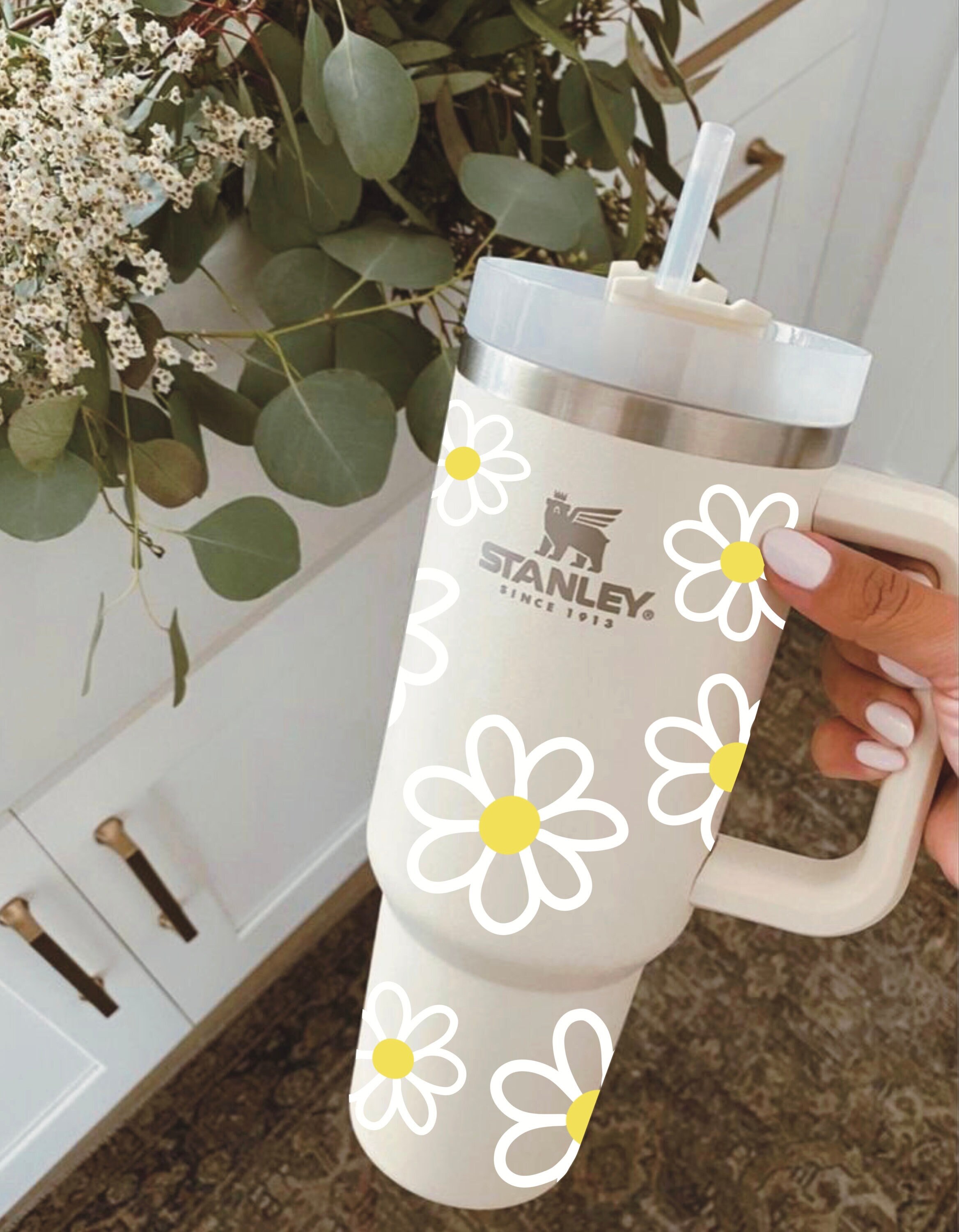 Accessories For Stanley Cup 40oz 30oz Flower Floral Daisy Vinyl Sticker  Decal