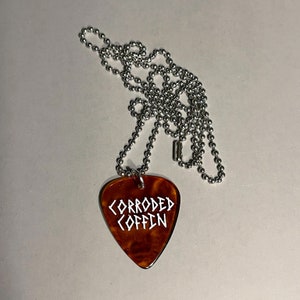 Corroded Coffin Guitar Pick Necklace