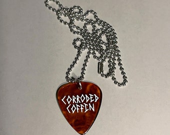 Corroded Coffin Guitar Pick Necklace