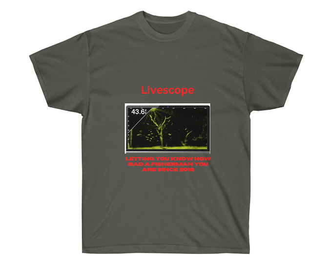 livescope fishing humor men shirt