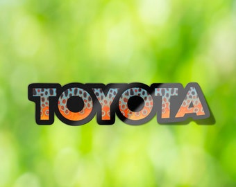 Toyota Logo Sticker with Trout Fishing Theme - Durable and Weatherproof Decal for Camping and Adventure Lovers