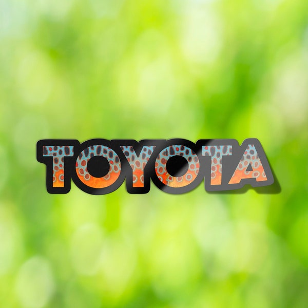 Toyota Logo Sticker with Trout Fishing Theme - Durable and Weatherproof Decal for Camping and Adventure Lovers