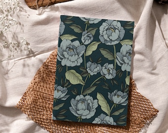 Blue Floral Design Hardcover Matte Journal, Ruled Notebook, Botanical Pattern, bullet journal, gifts for her, gifts for women