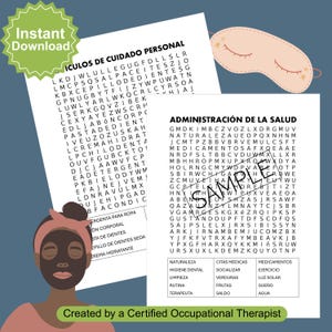 Spanish Bundle! Self Care & Health Management Word Searches - Instant Download