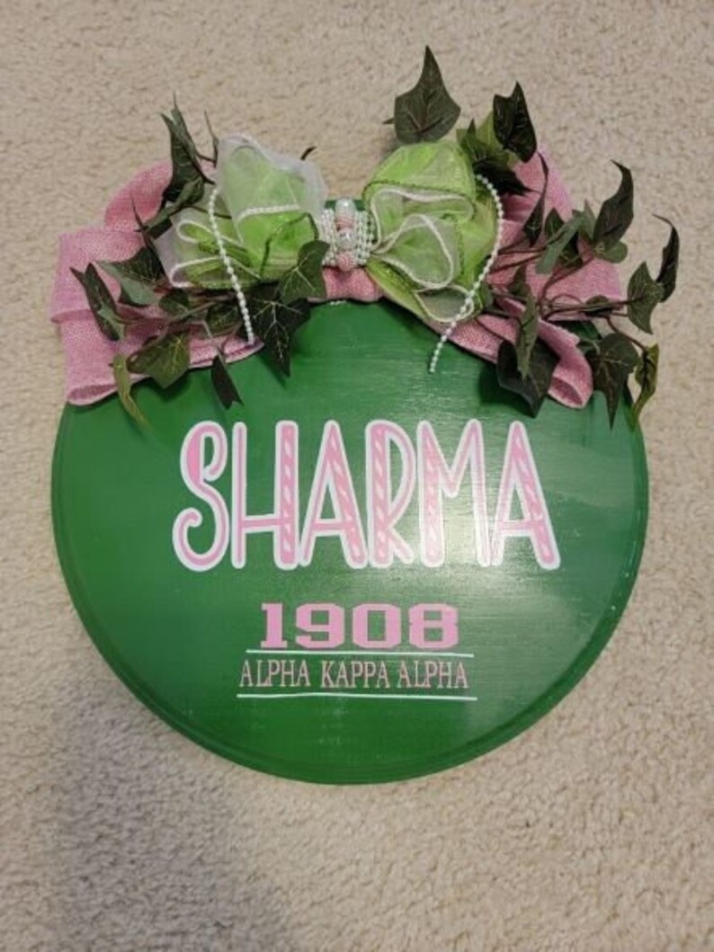 Pink & Green Sorority Wooden Door or Wall Decor Etsy