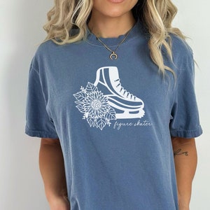Flower Figure Skate Shirt, Comfort Colors Shirt, Figure Skater Shirt, Figure Skater Gift, Ice Skater Shirt, Ice Skate Shirt, Ice Skater Gift