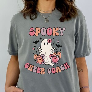 Spooky Cheer Coach Shirt Halloween Comfort Colors Shirt Halloween Cheer Tshirt Spooky Cheerleader Coach Retro Halloween Cheer Coach Gift