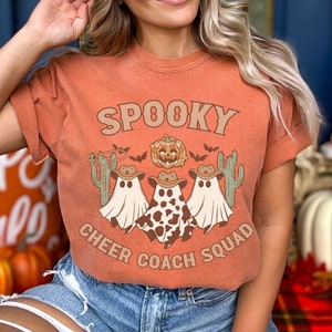 Spooky Cheer Coach Squad Halloween Comfort Colors Halloween Western Ghost Shirt Halloween Cheerleader Tshirt Cheer Coach Shirt Cheer Gift