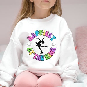 Happiest at the Rink Sweatshirt, Girls Figure Skating Sweatshirt, Kids Ice Skating Sweatshirt, Youth Skating Shirts, Figure Skater Gift