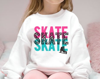 Kids Figure Skating Sweatshirt for Girls Ice Skating Sweatshirt Gift for Girls Crewneck Figure Skater Sweatshirt Ice Skating Gift Kids Shirt