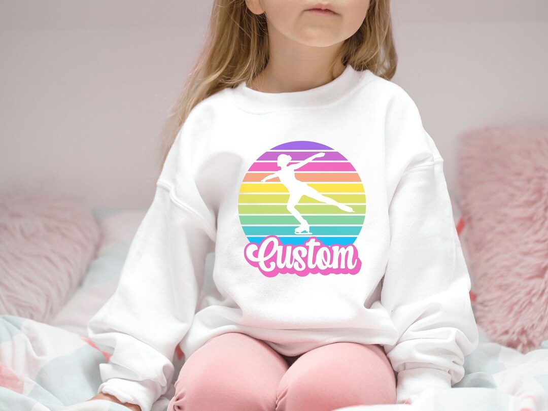 Custom Girls Ice Skating Sweatshirt, Custom Kids Sweatshirt, Custom