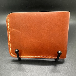 Portefeuille Homme Fait Main En Cuir De Gant De Baseball Rawlings Réutilisé - Beige, Double Pli, 4 Cartes