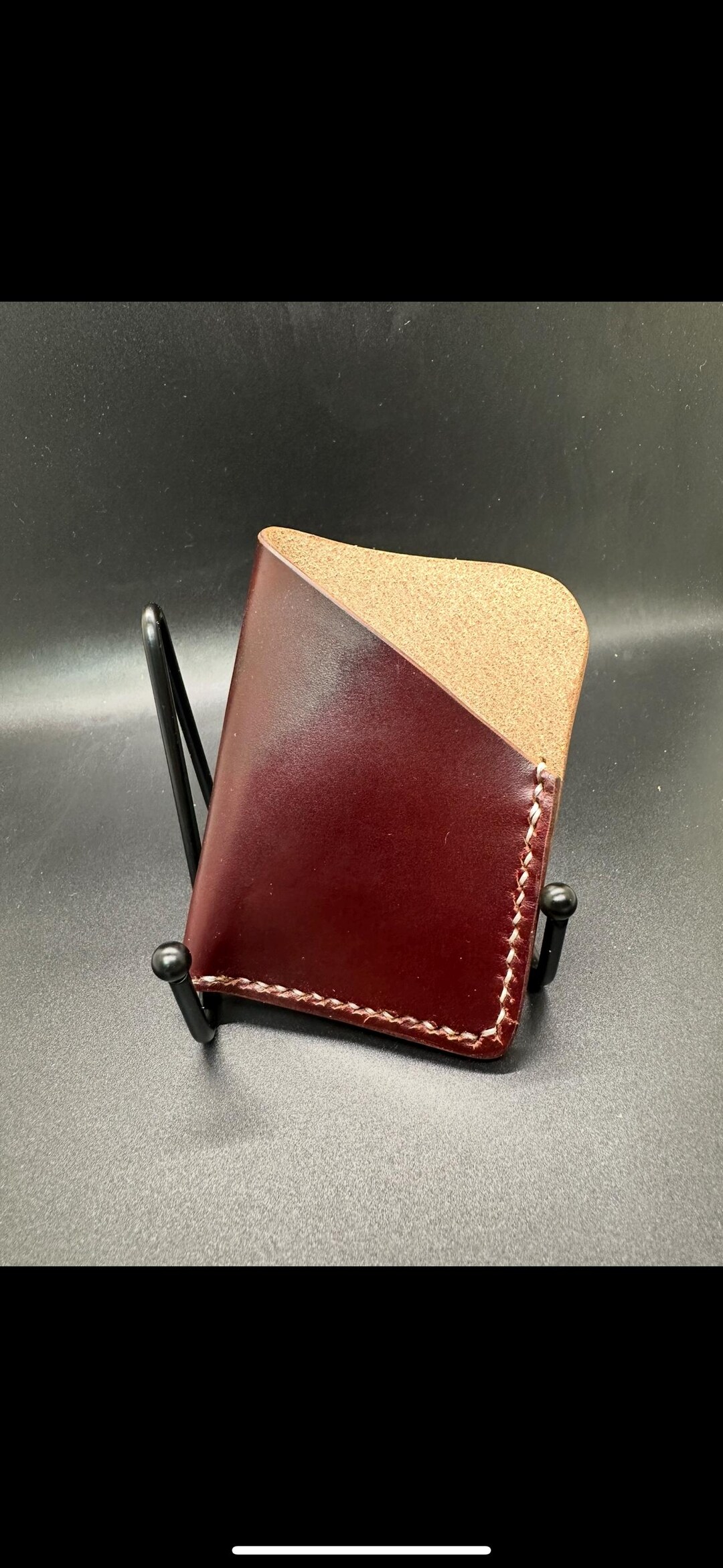 Horween Chromexcel Leather Card Wallet: Bold Burgundy Slim Design
