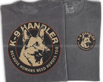 Custom K9 Handler Unisex T-Shirt - For K-9 Handlers & Bite Work Dog Trainers in Law Enforcement - 42 Teeth 2 Brain Cells Fur Missle Gift