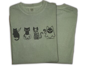 Spooky Cats Sphinx Halloween T-shirt, maglietta di Halloween, magliette di Halloween, maglietta della stagione spettrale, maglietta spettrale, maglietta vintage, amante dei gatti