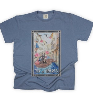 Camiseta unisex Six of Hearts Tarot: Pastor holandés: un regalo celestial místico para los amantes de los perros en el día de San Valentín con vibraciones de brujas vintage