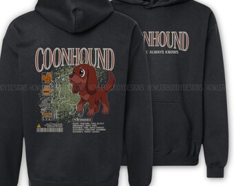 Red Coonhound K9 Handler Hoodie: Redbone Coon Dog Gift for Duck & Pheasant Hunting - Scent Work Dog Trainers LEO Military w Pointer Dogs