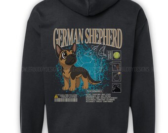 German Shepherd Anime K9 Handler Unisex Hoodie: Gift for K-9 Handlers & Scent Work Dog Trainers LEO Military with GSD Fur Missiles