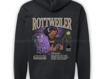 Rottweiler Anime K9 Handler Unisex Hoodie: Gift for K-9 Handlers & Protection Work Dog Trainers LEO Military w Rottie Fur Missiles Guard Dog