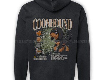 Coonhound K9 Handler Hoodie: Black and Tan Coon Dog Gift for Duck & Pheasant Hunting - Scent Work Dog Trainers LEO Military w Pointer Dogs