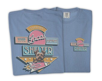 Yorkshire Terrier: Steun uw lokale schuilplaats 70s & 80s Retro Style TShirt - Yorkie hondenliefhebbers die dierenredding, pleegzorg, adoptie promoten