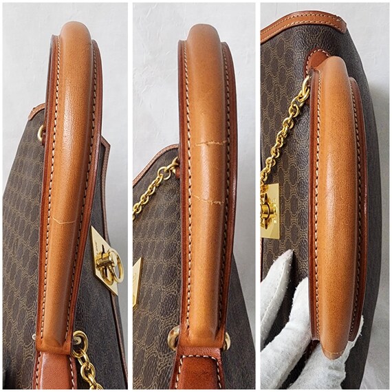 Auth CELINE Macadam Pattern Top Handle Bag - image 9