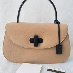 Auth Gucci 1947 Felt Top Handle Bag