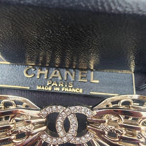 Auth CHANEL CC Bow Crystals Brooch image 7
