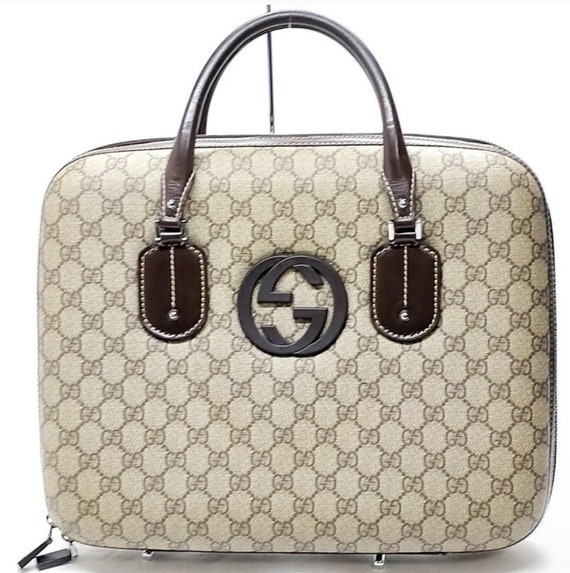 Auth Gucci GG Interlocking Laptop/Briefcase Bag
