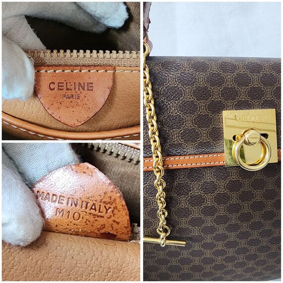 Auth CELINE Macadam Pattern Top Handle Bag - image 5