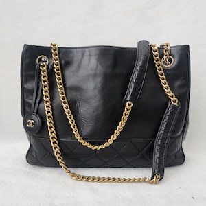 Auth Chanel gesteppte Kette Lammleder Umhängetasche