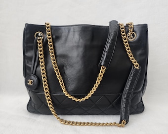 Auth Chanel Quilted Chain Lambskin Shoulder Bag