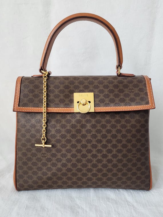 Auth CELINE Macadam Pattern Top Handle Bag - image 1