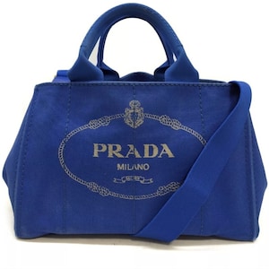 Auth Prada Canapa 2 Way Canvas Tote Bag