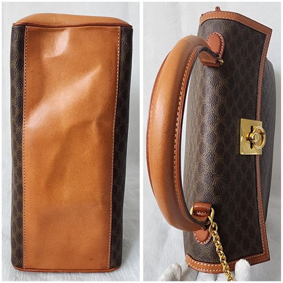 Auth CELINE Macadam Pattern Top Handle Bag - image 7