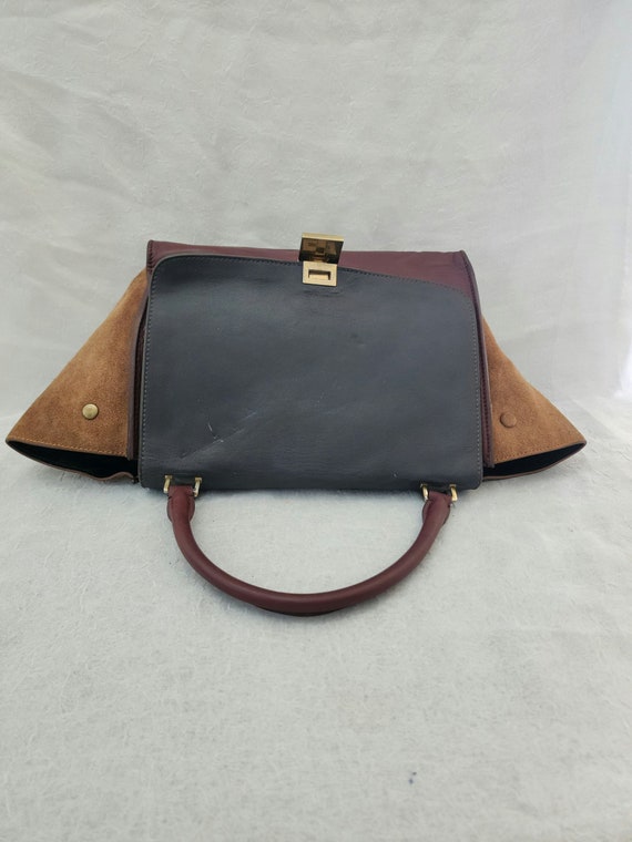 Auth CELINE Trapeze Tricolor 2way Leather Bag - image 3