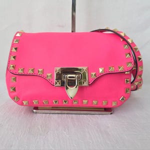 Auth Valentino Garavani Vitello Rockstud Flap Crossbody Bag image 1