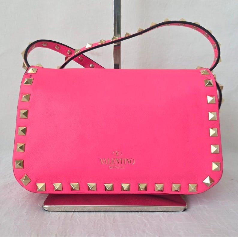 Auth Valentino Garavani Vitello Rockstud Flap Crossbody Bag image 2