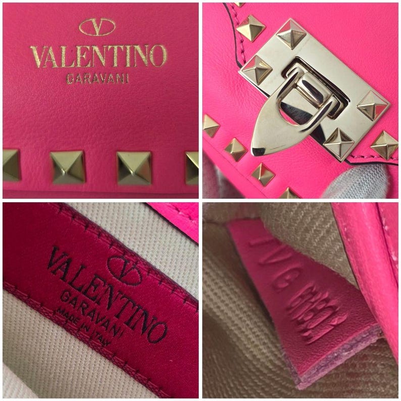 Auth Valentino Garavani Vitello Rockstud Flap Crossbody Bag image 6