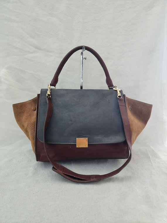 Auth CELINE Trapeze Tricolor 2way Leather Bag - image 1