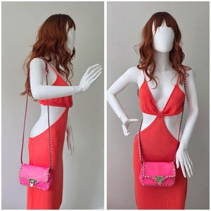 Auth Valentino Garavani Vitello Rockstud Flap Crossbody Bag image 3
